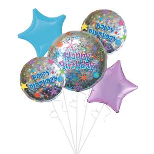 Holographic Birthday Foil Balloon Bouquet